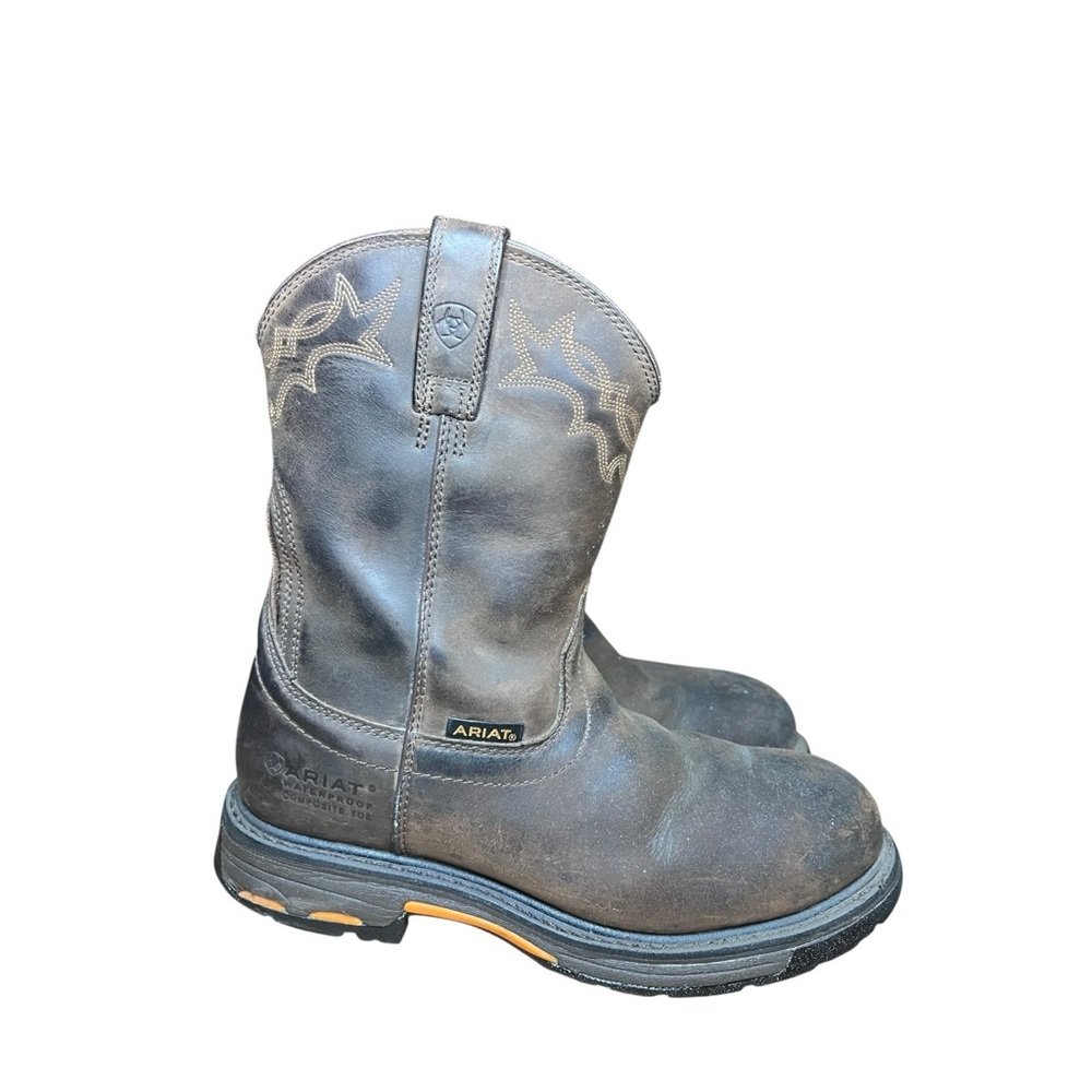 Ariat Men's Dark Brown Work Boots with Black Soles
